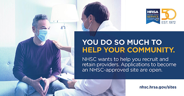 Your health center has served so many. NHSC can help you recruit and retain providers. Find out how you can become an NHSC-approved site. nhsc.hrsa.gov/sites