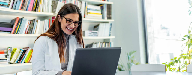 woman at a computer