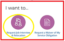 From the My BHW account homepage, select “Request Job Interview and Relocation”.