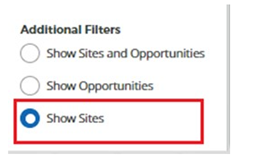 Health Workforce Connector. Select “Show Sites”, then “Search.”