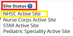 Health Workforce Connector. Scroll down to the “Site Details” tab to obtain site information including, the Point(s) of Contact and to confirm the Site Status is “Active” for NHSC. 